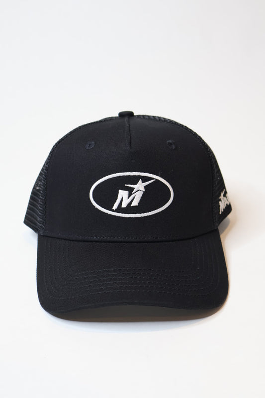 Black trucker cap